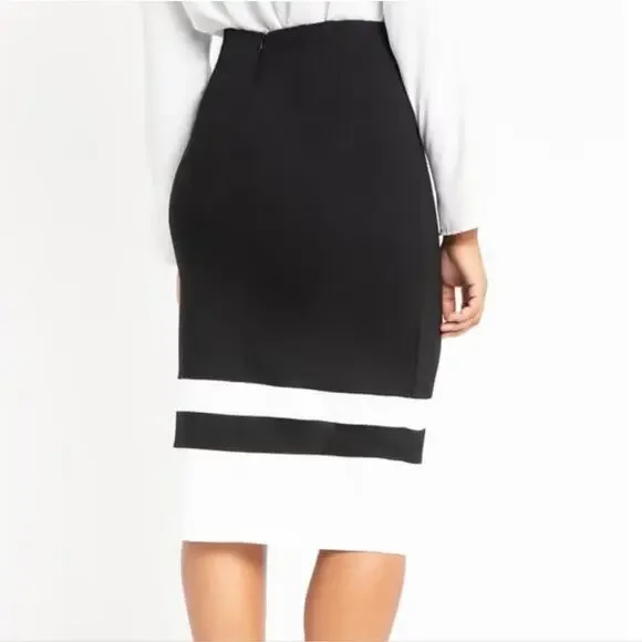 Eloqii Colorblock Column Skirt Burgundy and Pink Career midi Plus Size 20‎ New! - Picture 11 of 11